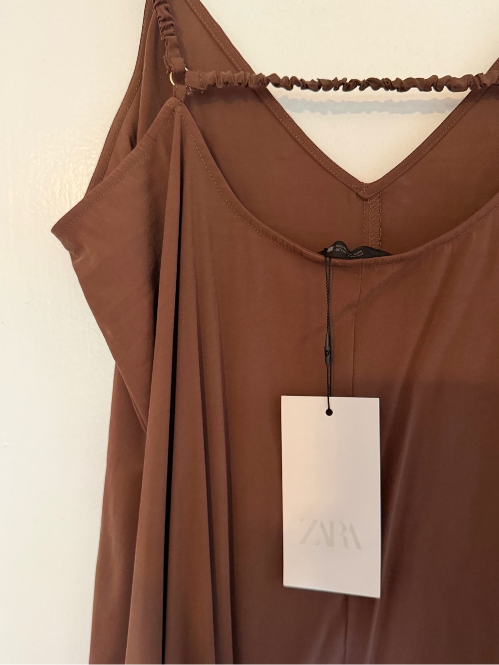 Zara Chestnut Brown V-Neck Slip Dress